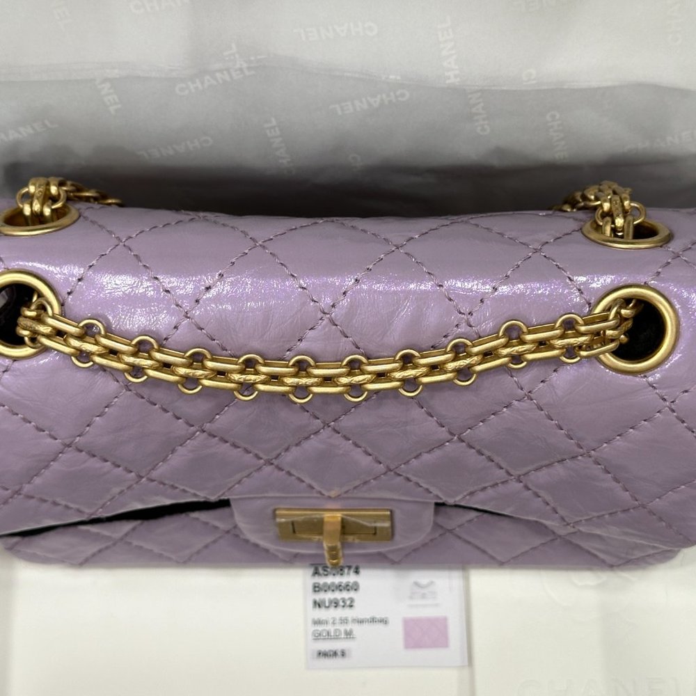 CHANEL 24P LAVENDER CALFSKIN MINI REISSUE 2.55 BAG GOLD HW - Picture 8 of 15